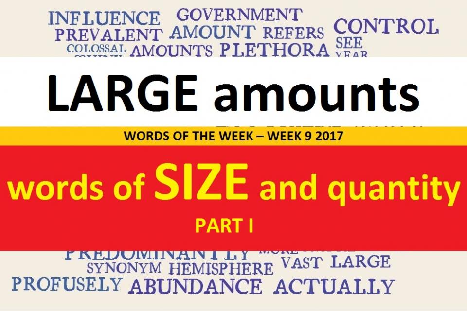 WORDS OF THE WEEK – WEEK 9 2017 - words describing size and quantity